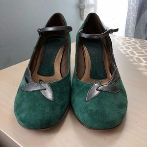 Forest green suede heels
